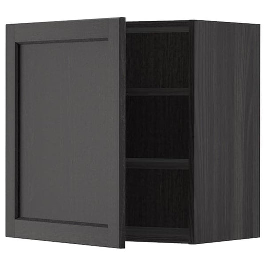 Ikea METOD - Wall cabinet with shelves, black/Lerhyttan black stained, 60x60 cm