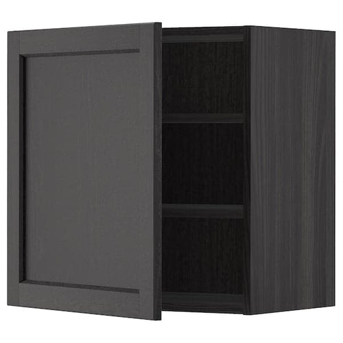 METOD - Wall cabinet with shelves, black/Lerhyttan black stained, 60x60 cm
