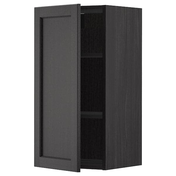 Ikea METOD - Wall cabinet with shelves, black/Lerhyttan black stained, 40x80 cm