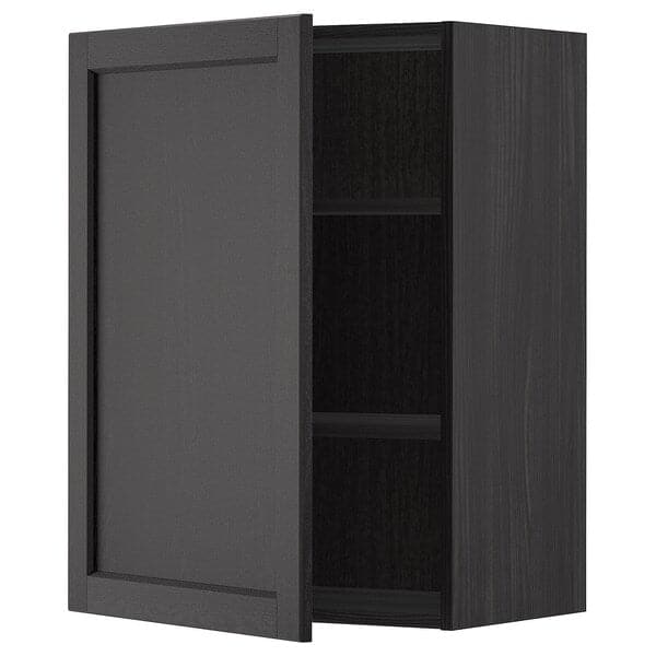 Ikea METOD - Wall cabinet with shelves, black/Lerhyttan black stained, 60x80 cm