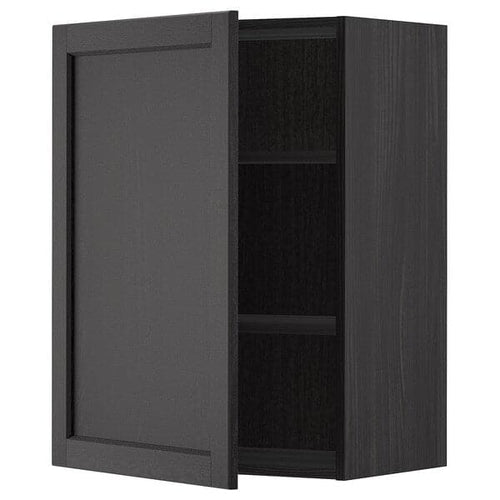 METOD - Wall cabinet with shelves, black/Lerhyttan black stained, 60x80 cm
