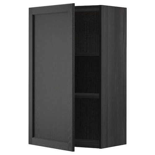 METOD - Wall cabinet with shelves, black/Lerhyttan black stained, 60x100 cm