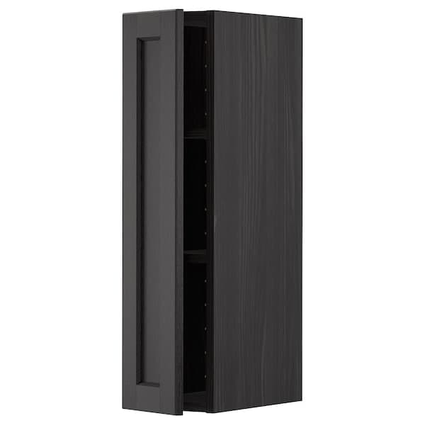 METOD - Wall cabinet with shelves, black/Lerhyttan black stained, 20x80 cm - best price from Maltashopper.com 69458652