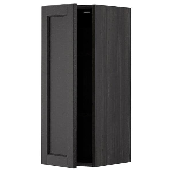 Ikea METOD - Wall cabinet with shelves, black/Lerhyttan black stained, 30x80 cm