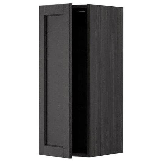 Ikea METOD - Wall cabinet with shelves, black/Lerhyttan black stained, 30x80 cm