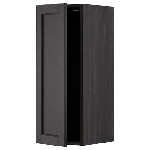 METOD - Wall cabinet with shelves, black/Lerhyttan black stained, 30x80 cm