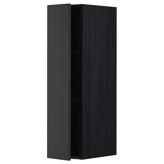 Ikea METOD - Wall cabinet with shelves, black/Nickebo matt anthracite, 20x80 cm
