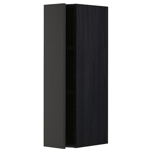 METOD - Wall cabinet with shelves, black/Nickebo matt anthracite, 20x80 cm