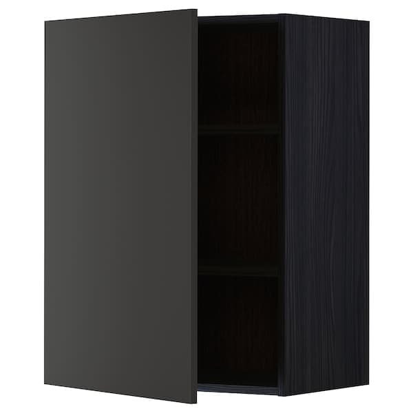 METOD - Wall cabinet with shelves, black/Nickebo matt anthracite, 60x80 cm