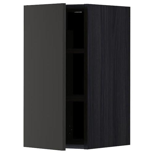METOD - Wall cabinet with shelves, black/Nickebo matt anthracite, 30x60 cm