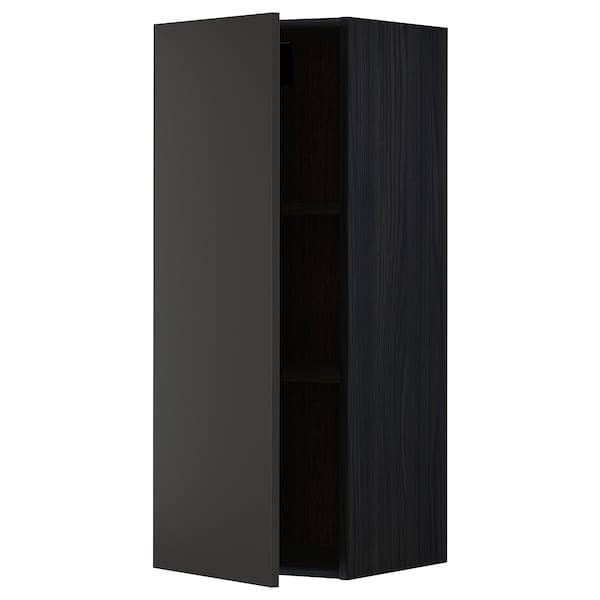 METOD - METOD Wall cabinet with shelves, black/Nickebo matt anthracite, 40x100 cm