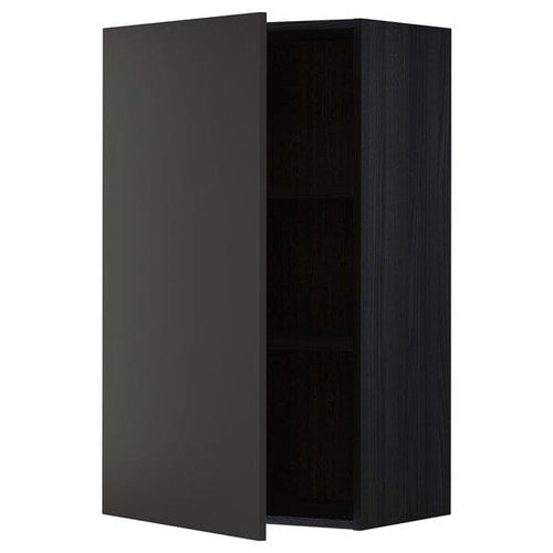 METOD - Wall cabinet with shelves, black/Nickebo matt anthracite, 60x100 cm