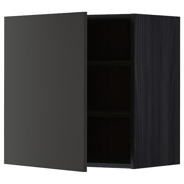 Ikea METOD - Wall cabinet with shelves, black/Nickebo matt anthracite, 60x60 cm