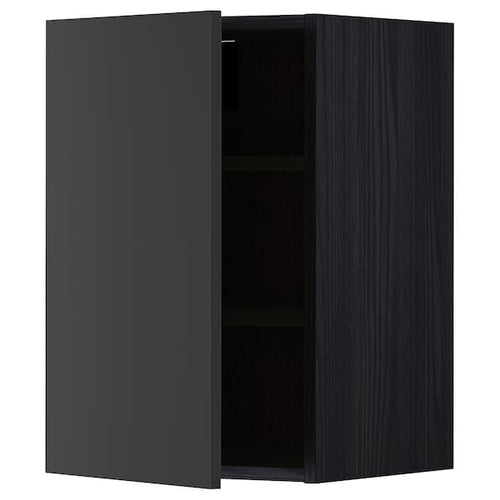 METOD - Wall cabinet with shelves, black/Nickebo matt anthracite, 40x60 cm