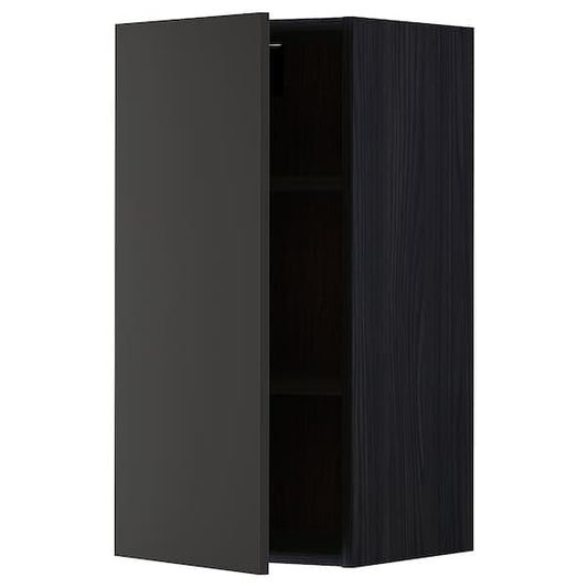 Ikea METOD - Wall cabinet with shelves, black/Nickebo matt anthracite, 40x80 cm