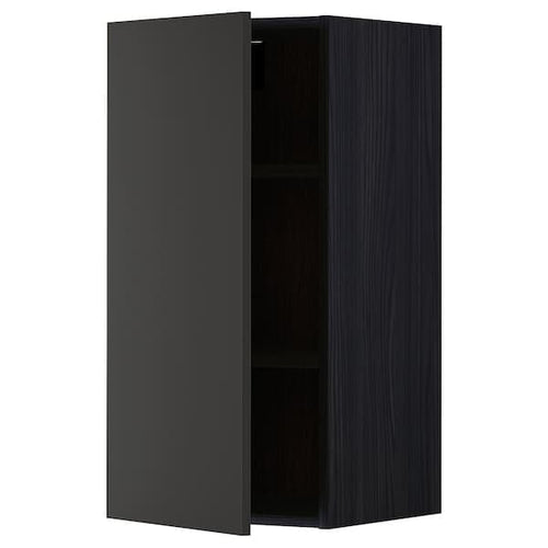 METOD - Wall cabinet with shelves, black/Nickebo matt anthracite, 40x80 cm