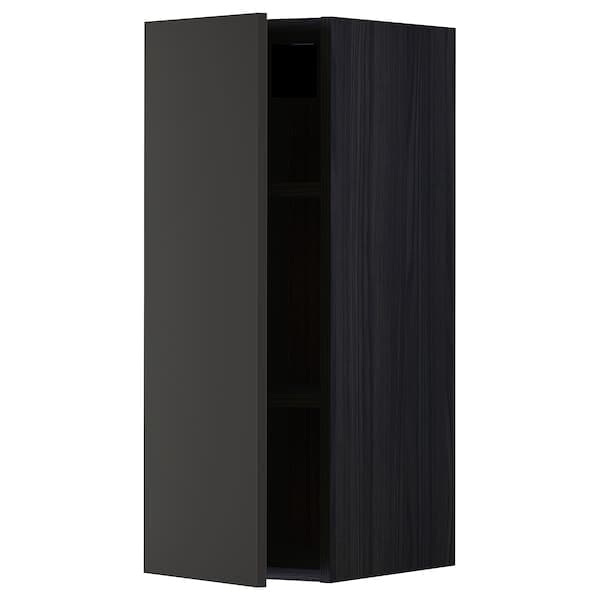 Ikea METOD - Wall cabinet with shelves, black/Nickebo matt anthracite, 30x80 cm