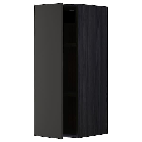 METOD - Wall cabinet with shelves, black/Nickebo matt anthracite, 30x80 cm - best price from Maltashopper.com 09498547