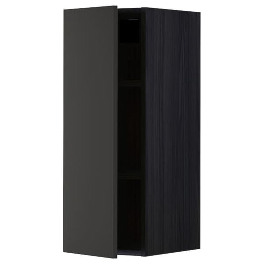 Ikea METOD - Wall cabinet with shelves, black/Nickebo matt anthracite, 30x80 cm