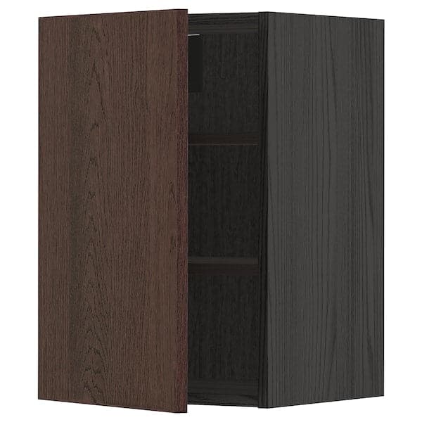 Ikea METOD - Wall cabinet with shelves, black/Sinarp brown , 40x60 cm