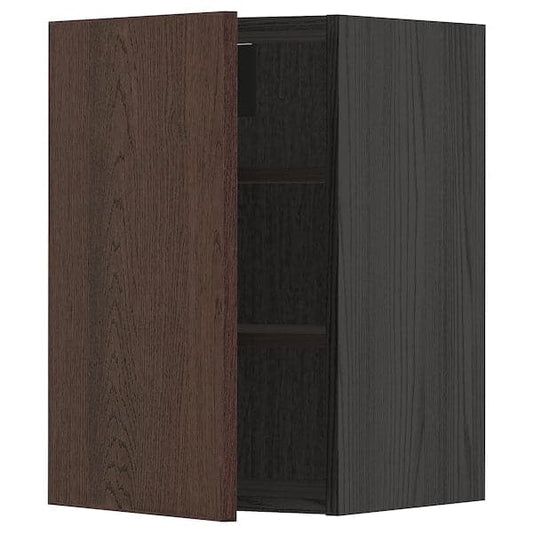 Ikea METOD - Wall cabinet with shelves, black/Sinarp brown , 40x60 cm