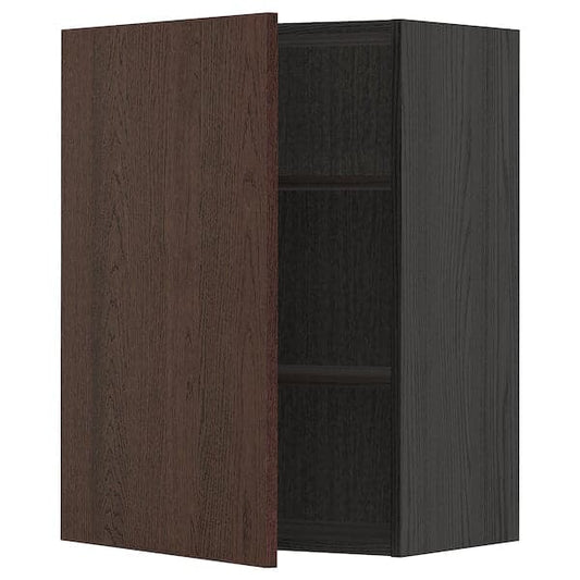 Ikea METOD - Wall cabinet with shelves, black/Sinarp brown, 60x80 cm