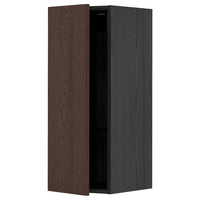 METOD - Wall cabinet with shelves, black/Sinarp brown, 30x80 cm - best price from Maltashopper.com 99458537