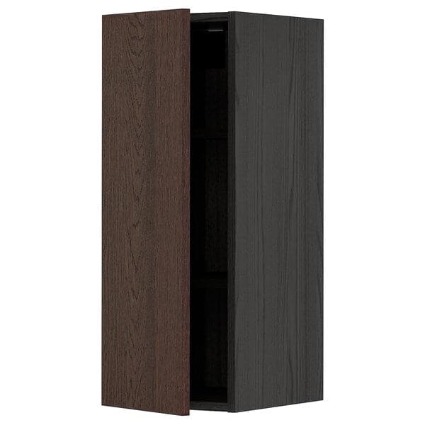 Ikea METOD - Wall cabinet with shelves, black/Sinarp brown, 30x80 cm