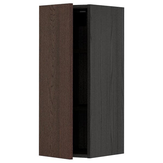 Ikea METOD - Wall cabinet with shelves, black/Sinarp brown, 30x80 cm