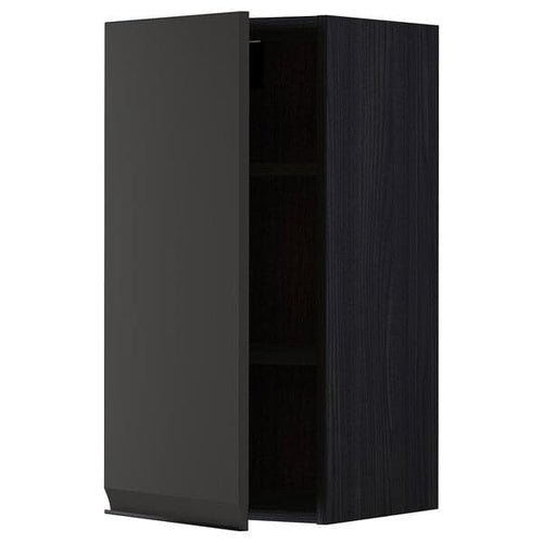 METOD - Wall cabinet with shelves, black/Upplöv matt anthracite, 40x80 cm