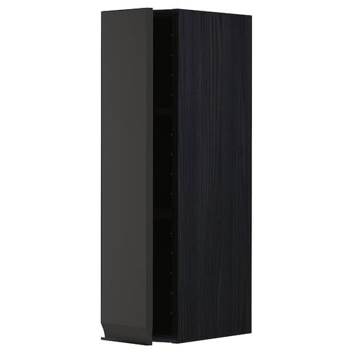 METOD - Wall cabinet with shelves, black/Upplöv matt anthracite , 20x80 cm