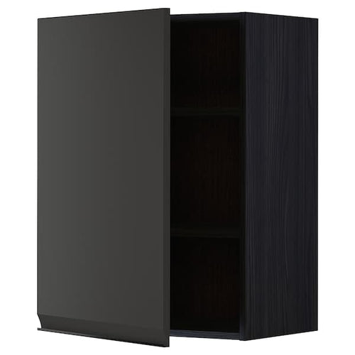 METOD - Wall cabinet with shelves, black/Upplöv matt anthracite, 60x80 cm
