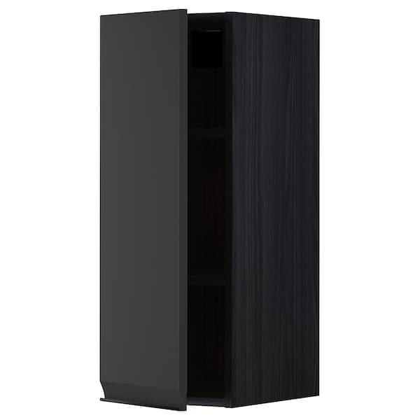 METOD - Wall cabinet with shelves, black/Upplöv matt anthracite, 30x80 cm - best price from Maltashopper.com 79495282