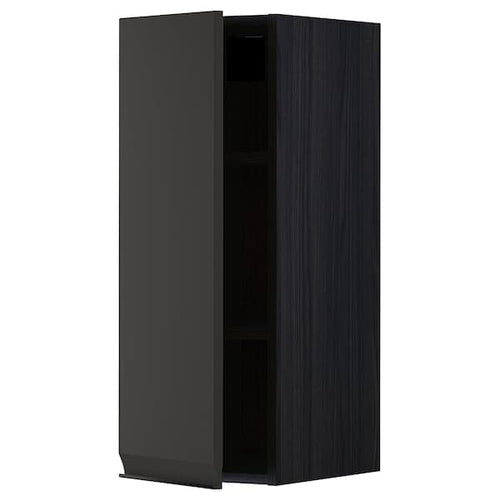 METOD - Wall cabinet with shelves, black/Upplöv matt anthracite, 30x80 cm