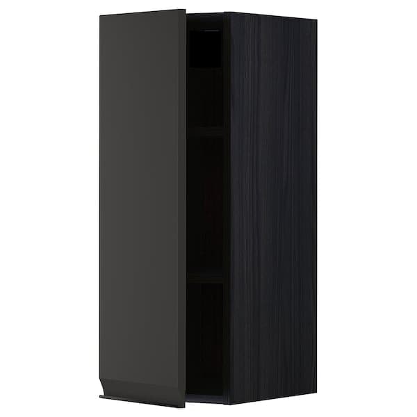 METOD - Wall cabinet with shelves, black/Upplöv matt anthracite, 30x80 cm