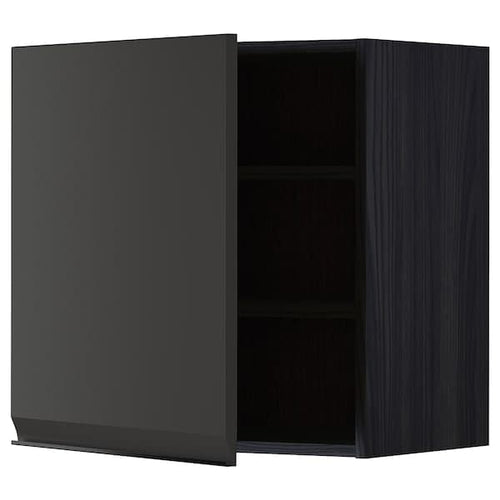 METOD - Wall cabinet with shelves, black/Upplöv matt anthracite, 60x60 cm