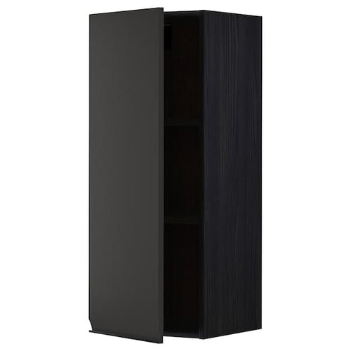 METOD - Wall cabinet with shelves, black/Upplöv matt anthracite, 40x100 cm