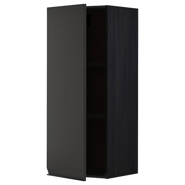 METOD - Wall cabinet with shelves, black/Upplöv matt anthracite, 40x100 cm