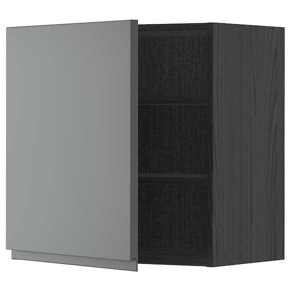 METOD - Wall cabinet with shelves, black/Voxtorp dark grey, 60x60 cm - best price from Maltashopper.com 99459141