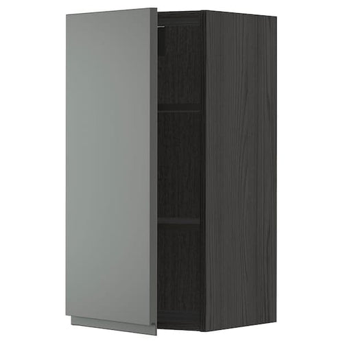 METOD - Wall cabinet with shelves, black/Voxtorp dark grey, 40x80 cm