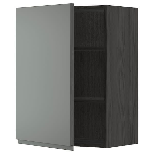 METOD - Wall cabinet with shelves, black/Voxtorp dark grey, 60x80 cm - best price from Maltashopper.com 59470046