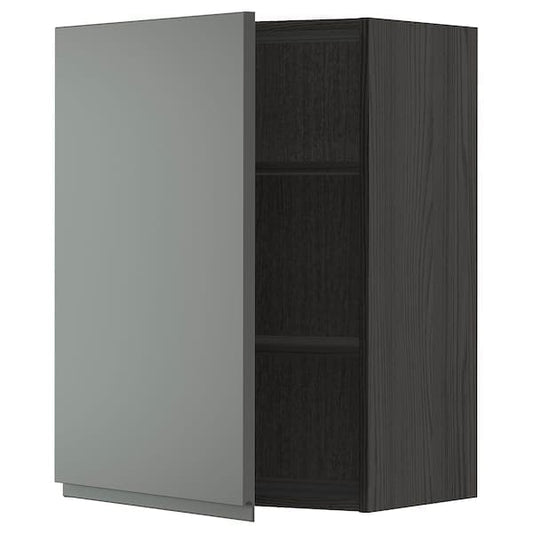 METOD - Wall cabinet with shelves, black/Voxtorp dark grey, 60x80 cm - best price from Maltashopper.com 59470046