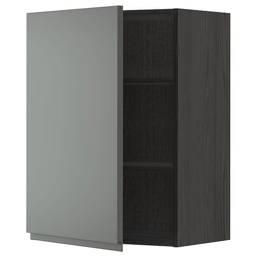 METOD - Wall cabinet with shelves, black/Voxtorp dark grey, 60x80 cm