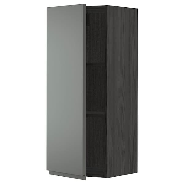 METOD - Wall cabinet with shelves, black/Voxtorp dark grey, 40x100 cm - best price from Maltashopper.com 79455870