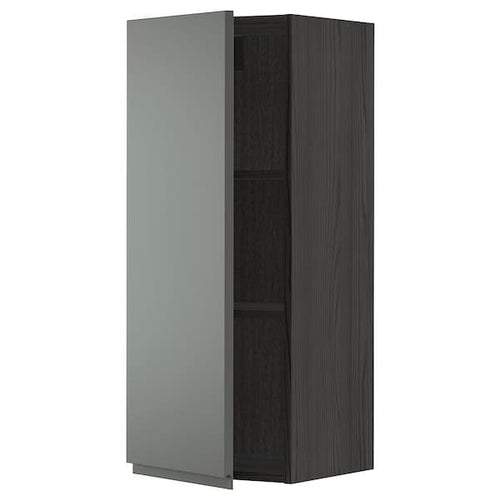 METOD - Wall cabinet with shelves, black/Voxtorp dark grey, 40x100 cm