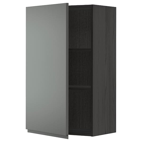 METOD - Wall cabinet with shelves, black/Voxtorp dark grey, 60x100 cm - best price from Maltashopper.com 49457413