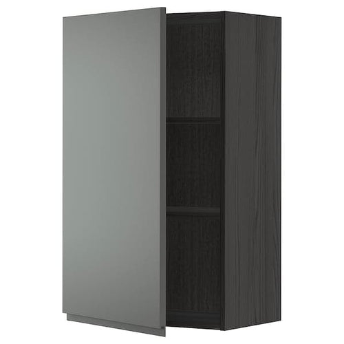 METOD - Wall cabinet with shelves, black/Voxtorp dark grey, 60x100 cm