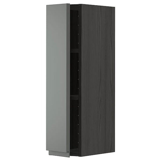 Ikea METOD - Wall cabinet with shelves, black/Voxtorp dark grey, 20x80 cm