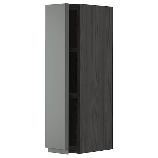 METOD - Wall cabinet with shelves, black/Voxtorp dark grey, 20x80 cm