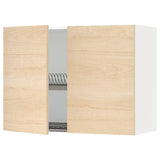 METOD wall cabinet w dish drainer/2 doors, white/Askersund light ash effect, 80x60 cm